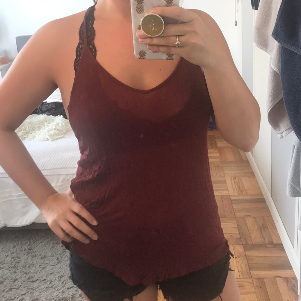 Burgundy low back tank